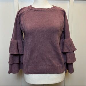 She & Sky Large Sweater Bell Ruffle Sleeve Romantic Coquette Fairy Barbie Ballet